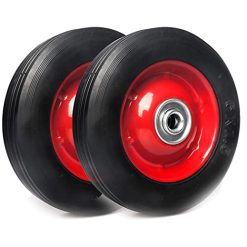 (2-Pack) AR-PRO 6?? x 1.5?? Flat Free Solid Rubber Wheel Assemblies – Replacement Hand Truck Wheels with Ball Bearings and 5/8?? Bore Hole Diameter – Heavy-Duty Solid Rubber Wheels 132 lbs Load Capacity