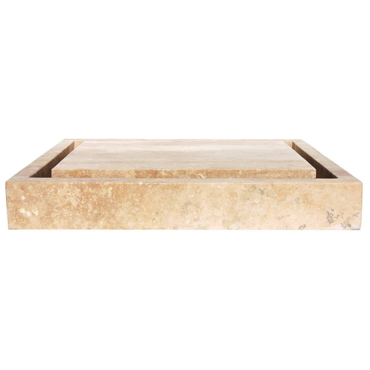 Eden Bath Rectangular Infinity Pool Sink – Honed Beige Travertine - Image 9