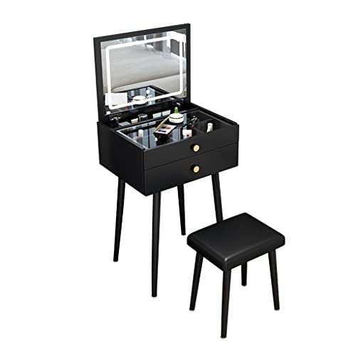 ENGENDER Makeup Vanity Vanity Table Set Flip Dresser Modern Minimalist Small Dresser for Bedroom Ladies Fashion Dresser Dresser with Drawers Vanity Table (Color : A, Size : L50cm)