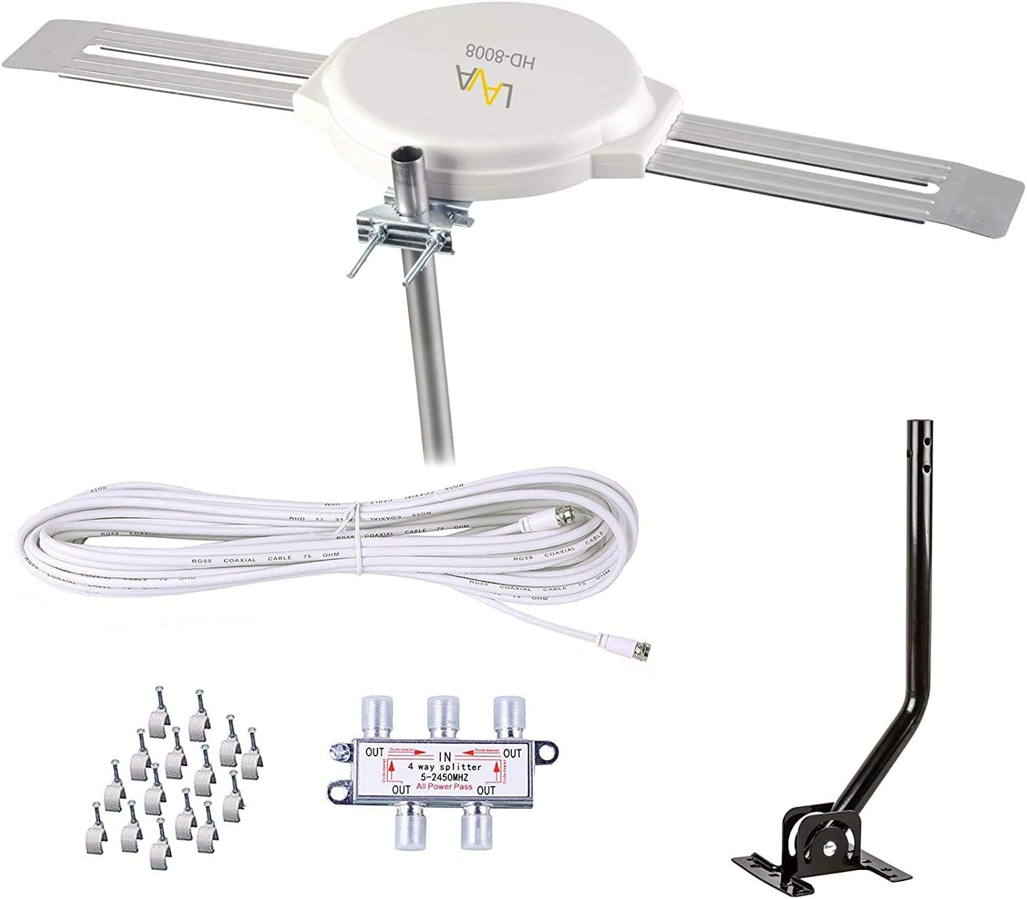 LAVA HD8008 Omnidirectional 360 Degree HD TV 4K Omnipro TV Antenna OmniPro HD-8008 + Installation Kit & FiveStar TV Antenna Jpole - Image 2