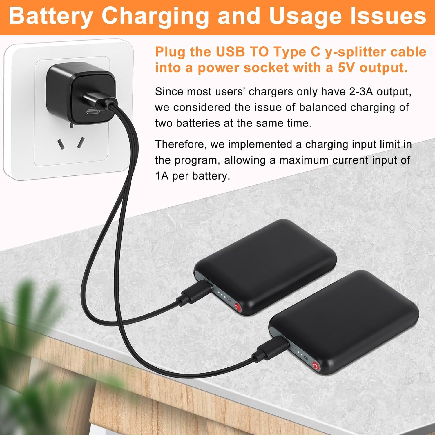 Amiable Upgraded 5V 5000mAh Li-Polymer Rechargeable Batteries, Suitable for Heated Gloves Heated Scarf Heated Socks, Heated Slippers Spare Battery (Black) - Image 3