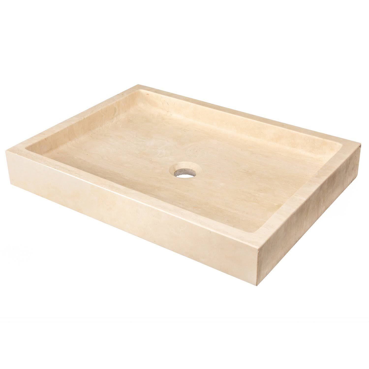 Eden Bath Rectangular Infinity Pool Sink – Honed Beige Travertine - Image 5