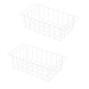 Freezer Wire Baskets, Kitchen Storage Organizer Bins for Chest and Upright Freezer, Refrigerator Dividers Containers with Handles – Pearl White (3)